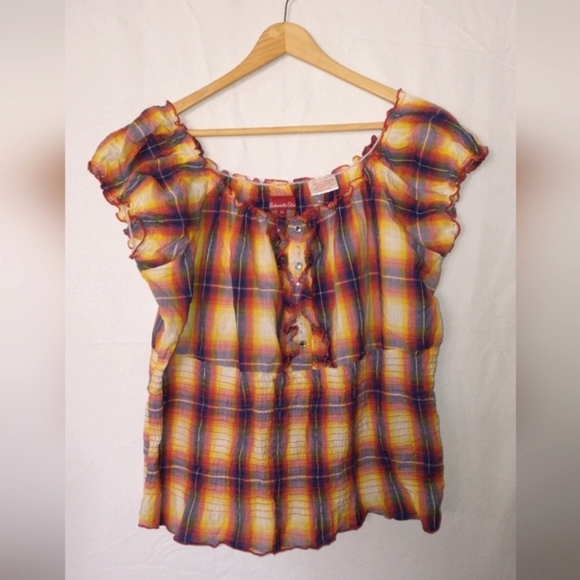 Panhandle Slim Tops - Country Cowgirl Cowboy Rodeo Women's Plaid Blouse Top - Multicolor XL